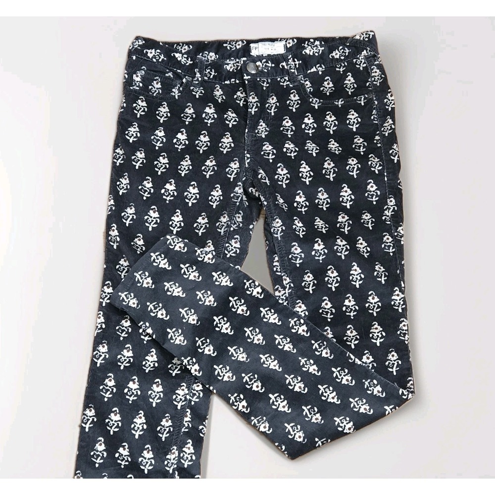 FREE PEOPLE Ditsy Floral Skinny Black Corduroy Leggings Pants Size 28‎ Boho Chic